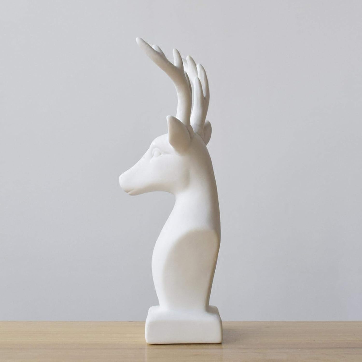 Figurka na prezenty ślubne wystrój biura domowego, małe posągi do dekoracji w domu, 18 cm statuetka głowy jelenia biała ceramiczna figurka renifera zwierzę łoś rzeźba ozdoba