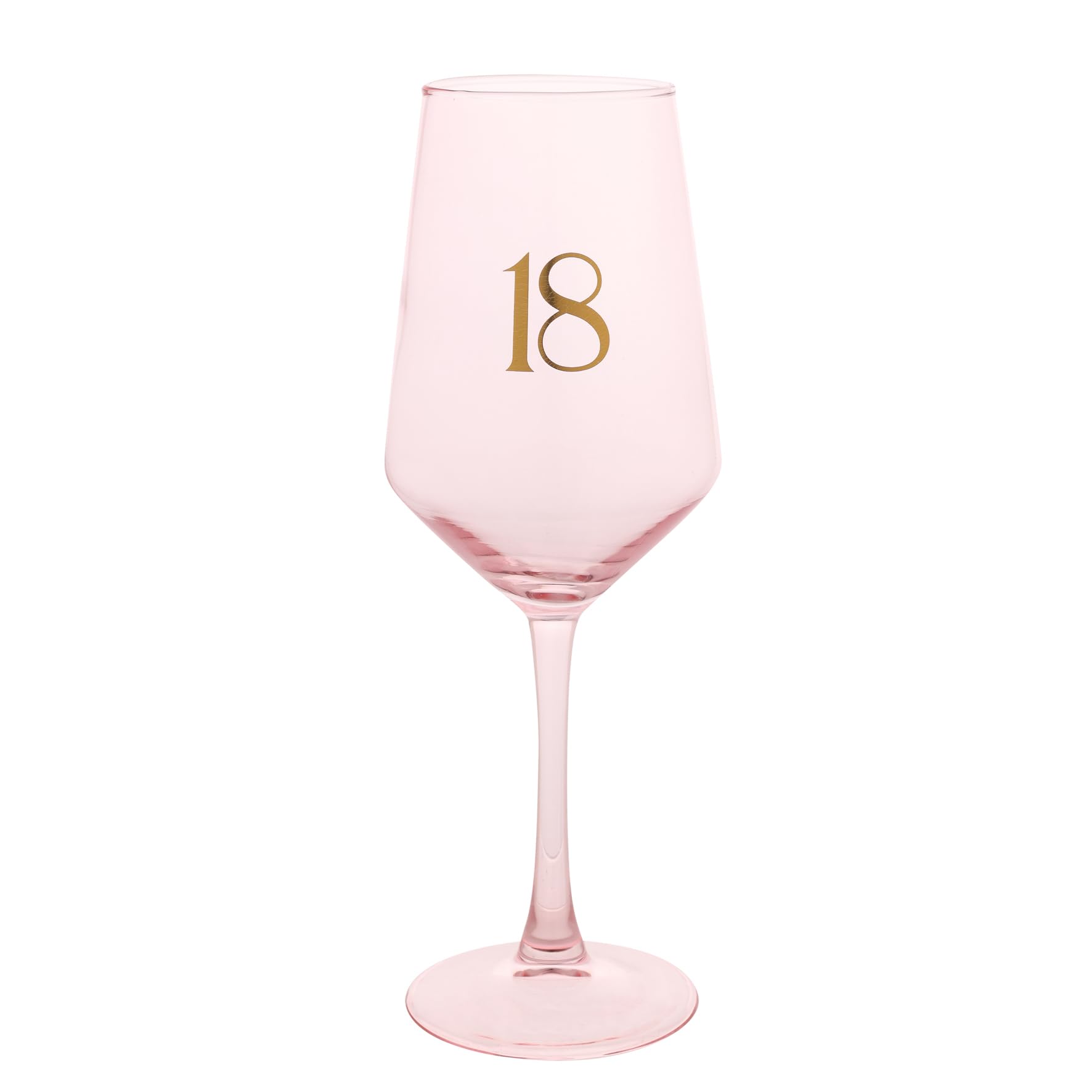 Widdop and Co Confetti 18th Birthday Wine Glass – Celebration Glass with Gold Number, Milestone Birthday Gift Keepsake (Pink)