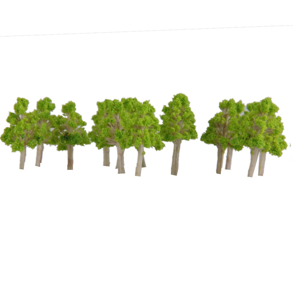 Generic 100pcs White Poplar Tree Model Park Garden Scenery Light Green 2.5cm