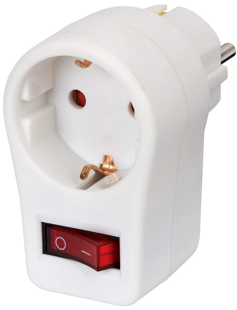 Brennenstuhl Steckdosenadapter (Schutzkontaktsteckdose mit Schalter, Zwischenstecker mit Kindersicherung) weiß (10er Pack)