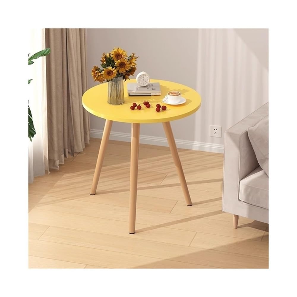 Table à café ronde en bois table d'appoint de salon jaune