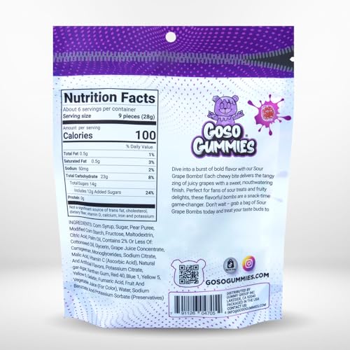 Golosinas Goso Gummies Uva Ácida 170g Bolsa Resellable miniatura 2