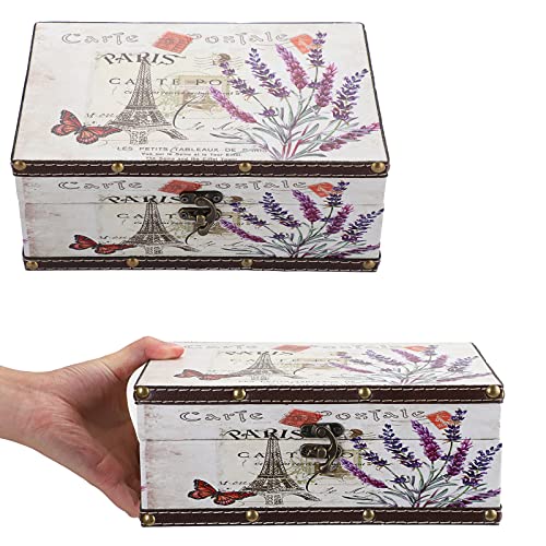 Hipiwe HPWSN00535 Chest Treasure Box Vintage Wooden + Pu Leather Decorative Trinket Jewelry Box Memento Case Box Keepsake Box Gifts thumb #4