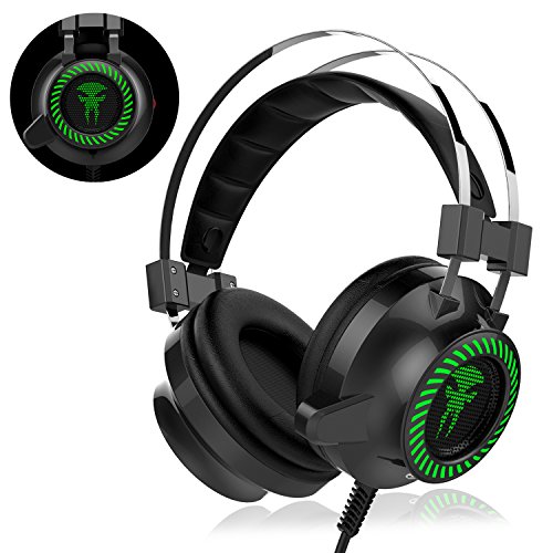 Gaming Headset, Nicksea Over-Ear Gaming Headphones with Microphone, Bass Stereo Surround Sound Volume Control, 3.5mm Jack Compatible with PS4 Pro/PS4 Xbox Nintendo Switch PC Laptop Tablet Black