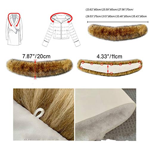Queenbox Women's Detachable Faux Fur Scarf Scarves Collar Hood Trim Fluffy for Winter Coat3