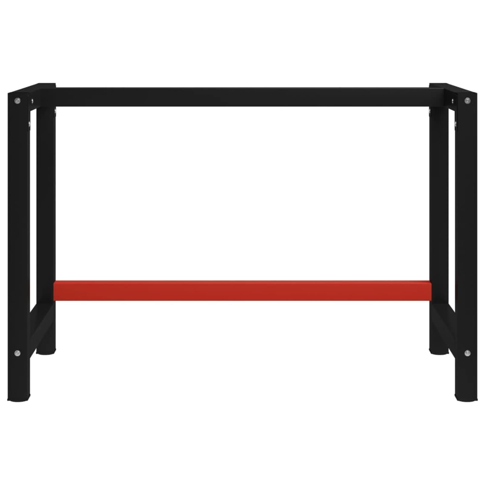 LAPOOH Estructura de Banco de Trabajo, Caballetes para Mesa, Caballete Metalico, Caballete Trabajo, Mesa Trabajo, Metal Negro y Rojo 120x57x79 cm