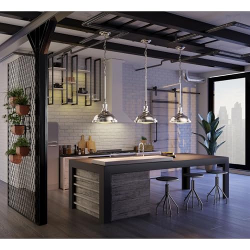 Image of Progress Lighting 1-Light Fresnel Glass Coastal Pendant Light, Fresnel Lens Collection , Indoor, P5188-09, Brushed Nickel