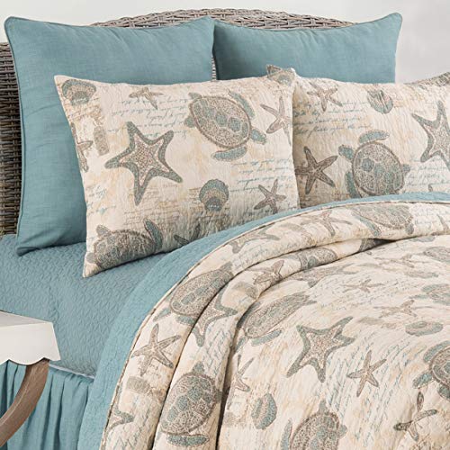 C&F Home Amber Sands Full/Queen 3 Piece Cotton Quilt Set Summer Beach Ocean Coastal Starfish Seaturtle Reversible Machine Washable Lightweight Bedspread Coverlet Full/Queen 3 Piece Set Blue - Image 7