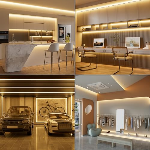 Image of MIWISE COB LED Strip Light 20ft /6.1m,CRI 90+ Warm White 2700K High Lumen Super Bright Flexible DC24V LED Tape Light,for Cabinet Home Office DIY Lighting Projects(Adapter&Controller NOT Included)