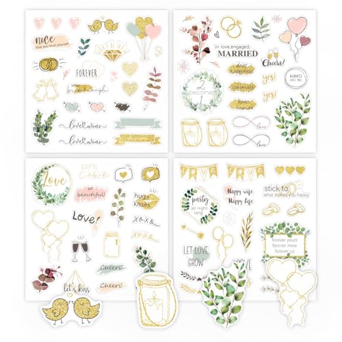 WOXJENA Adesivi di compleanno (80 motivi) per album fotografici o libri degli ospiti, design affettuoso e elegante, adesivi per adulti, vinile oro vintage