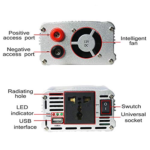 Inversor 2000W 12V a 230V convertidor onda modificada con tomas CA y USB para coche 7