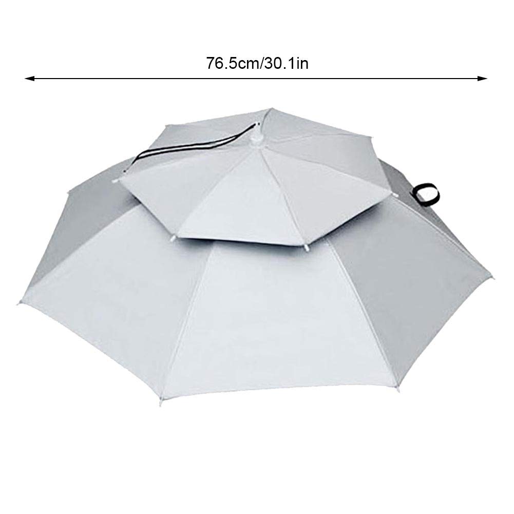 Cappelli Ombrello da Testa, 77 cm Protezione Solare Anti Ombrello Montato sulla Testa Ombrello Cappello Pieghevole Ombrello Portatile Mini Cappello Pieghevole Ombrello per Golf,
