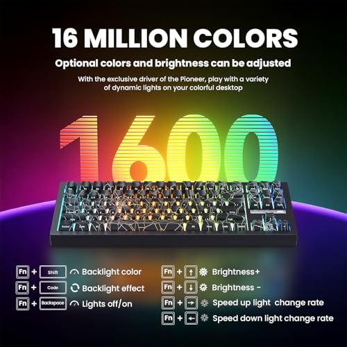 Image of ZORNHER ZH870 Wireless Gaming Mechanical Keyboard,80% Black Custom Creamy Sound Keyboard with Spider Web IMD PC Keycaps,Creamy Sounding Linear Switches,Hot-Swappable,RGB Backlit,2.4GHz /USB-C /BT5.0