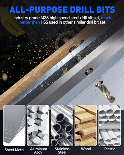 Image of COMOWARE 3 /16 inch Drill Bit Set, M35 Cobalt HSS Drill Bits, Jobber Length, Straight Shank, Twist Metal Drills bit Set for Steel, Stainless Steel, Iron, Hard Metal /Wood /Plastic (10pcs)