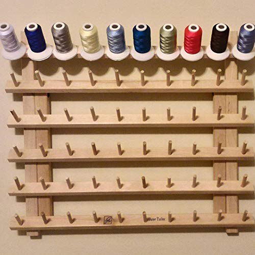 BFYDOAA Wall Mount 60 Spools Thread Stand Foldable Wooden Sewing Thread Spool Racks Organizer for Quilting,Braiding and Embroidery(60 Spools)