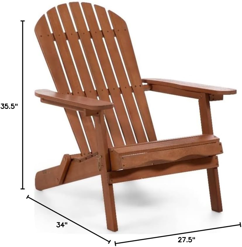 Miniatura 2 de Silla Adirondack de madera de eucalipto al aire libre de 34" W en natural