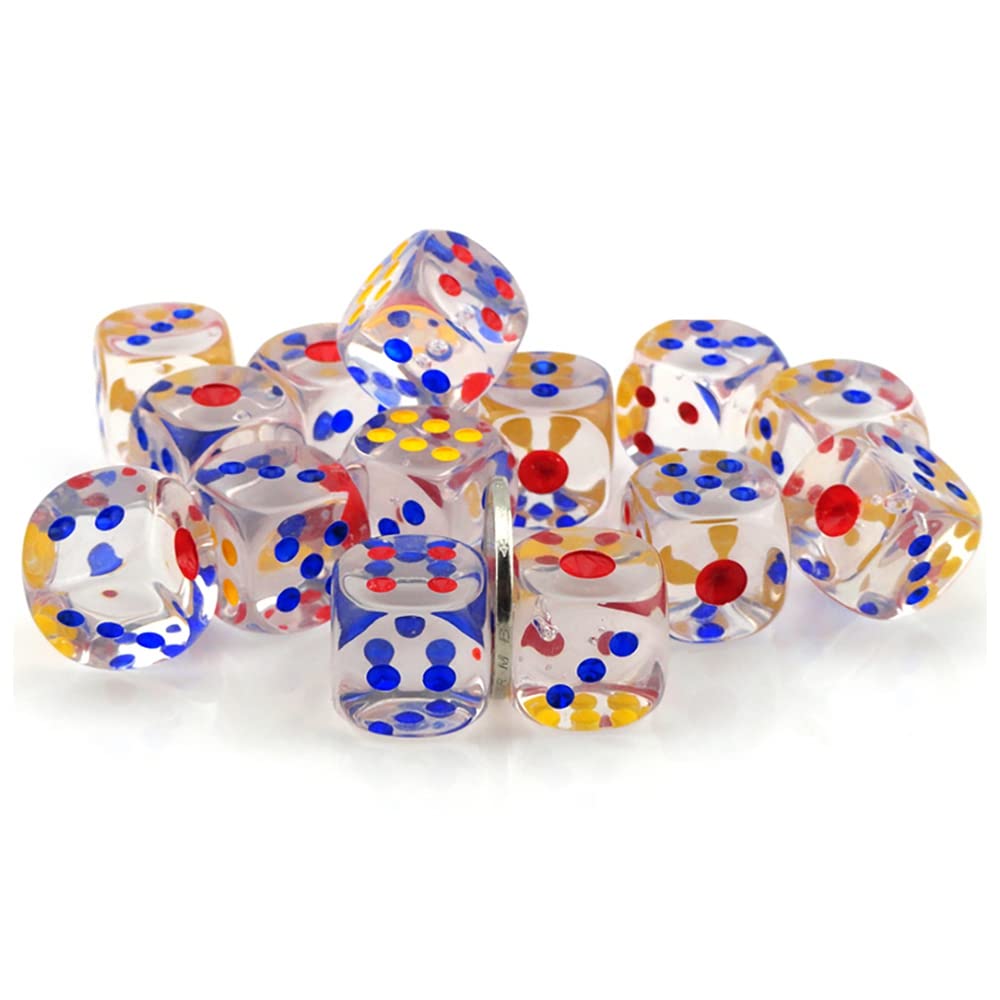 Juego de 50 piezas de 6 caras W¨¹ Rfel Set, 16 mm acrílico transparente W¨¹Rfel for ¹r DND, RPG, Tenzi, Yahtzee, Juegos de mesa, enseñanza de matemáticas