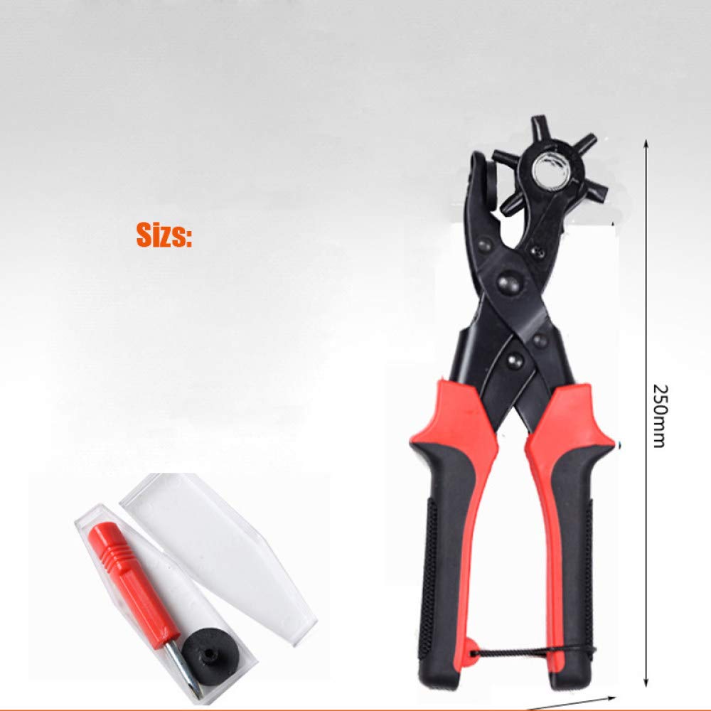 Hochleistungs-Ledergürtel Loch Locher Zange Ösen Puncher Revolve Nähmaschinentasche Setter Tool Armband Haushaltsriemen Leder, 6 rundes Loch