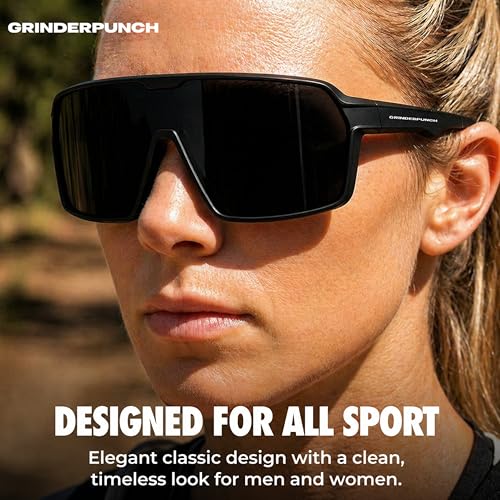 Image of grinderPUNCH Polarized Sports Sunglasses for Men Women UV Protection Shades for Baseball Running Cycling Skiing & Pickleball