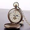 Tiong Luxury Copper Mechanical Pocket Watch with Chain Tourbillon Moon Phase Steampunk Men Pocket Watches with Chain Clip #4
