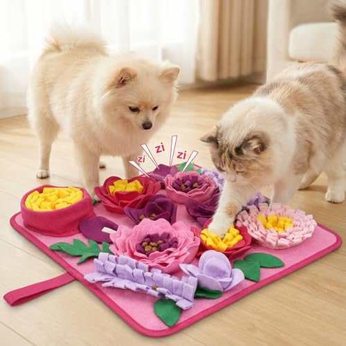 Snuffle Mat for Dogs - 15.4x15.4 Inch for Small & Medium Breeds Cats & Rabbits | Interactive Slow Feed Sniff Mat with Non-Slip Bottom to Encourage Natural Foraging & Calming