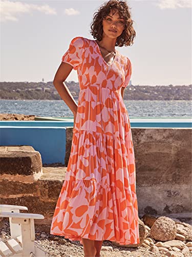 Robe de plage bohème imprimé patchwork violet S Adhdyuud - 4