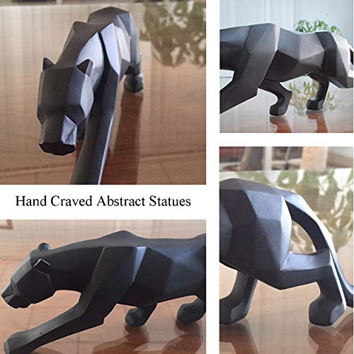 Fjwysangu Abstract Leopard Statues Panther Sculpture Hand Craved Animal Resin Modern Home Decoration Big Black #TOP3