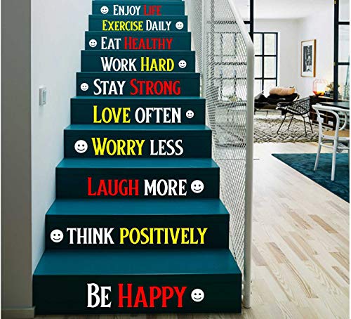 Image of CVANU Letters Wall Decor Stickers Stair Decals Quotes Stairway Decals Quote Steps Vinyl Stickers Lettering Family Staircase Decal Multicolor (Stairs-pg 1)