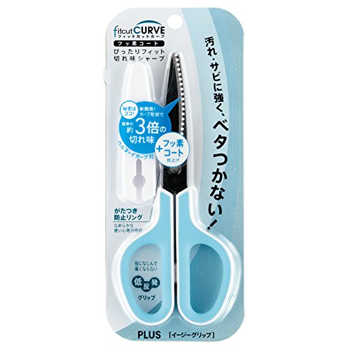 Plus Sc-175Sf Sc-175Sf Scissors, Fit Cut Curve, Fluorine Coat, Adhesive Tape, Glue, Non-Cling, White/Blue #TOP1