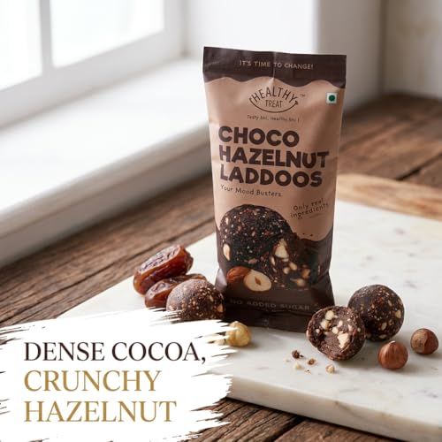 Image of Healthy Treat Premium Hazelnut Chocolate Laddoos | Sugar-Free Energy Balls | High Protein Dry Fruit Laddu | Natural & Gluten-Free | No Added Sugar | (Pack of 5-40gm each)