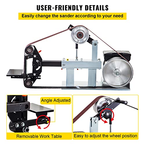 Vevor 2Hp Belt Grinder, Constant Speed 2 X 82 Inch Belt Disc Sander With 3 Grinding Wheel, 110V Bench Sander 12 Inch Wheel And Flat Platen Tool Rest For Knife Making #TOP5