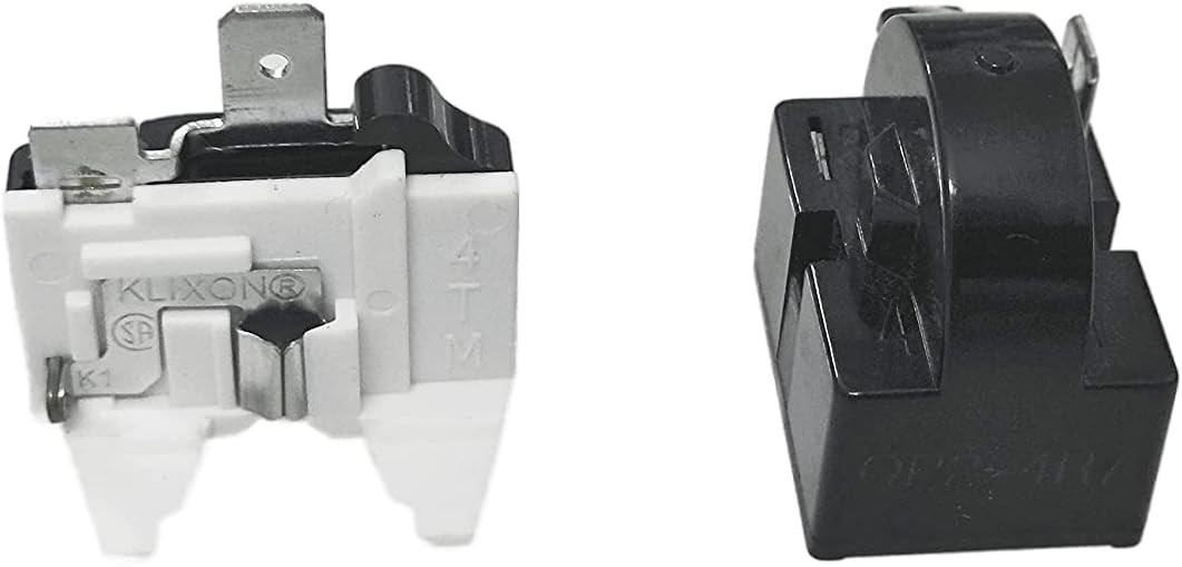 1 Pcs QP-02-4.7 PTC Refrigerator Start Relay 1 Pin Coolers Compressor Starter with 1pcs Refrigerator Overload Protector 1/2HP, （TWAITU）.