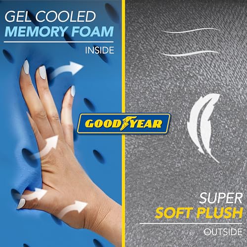 Image of Goodyear Travel Pillow with Hood - Neck Support for Comfortable Travel, Hooded Neck Pillow for Flights and Road Trips, Gray