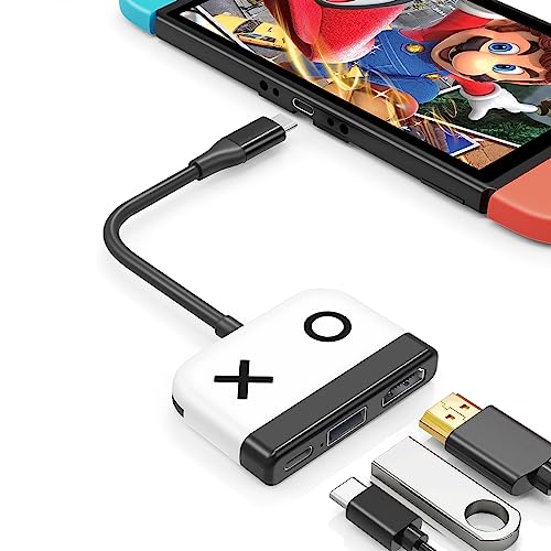 Tendak Adaptador USB C a HDMI para Switch 3 en 1 USB C HUB con Puerto de Carga USB 3.0 PD Tipo C a 4K HDMI convertidor para Nintendo Switch/Switch OLED MacBook Pro Samsung S22 Huawei Mate 30 (Blanco)