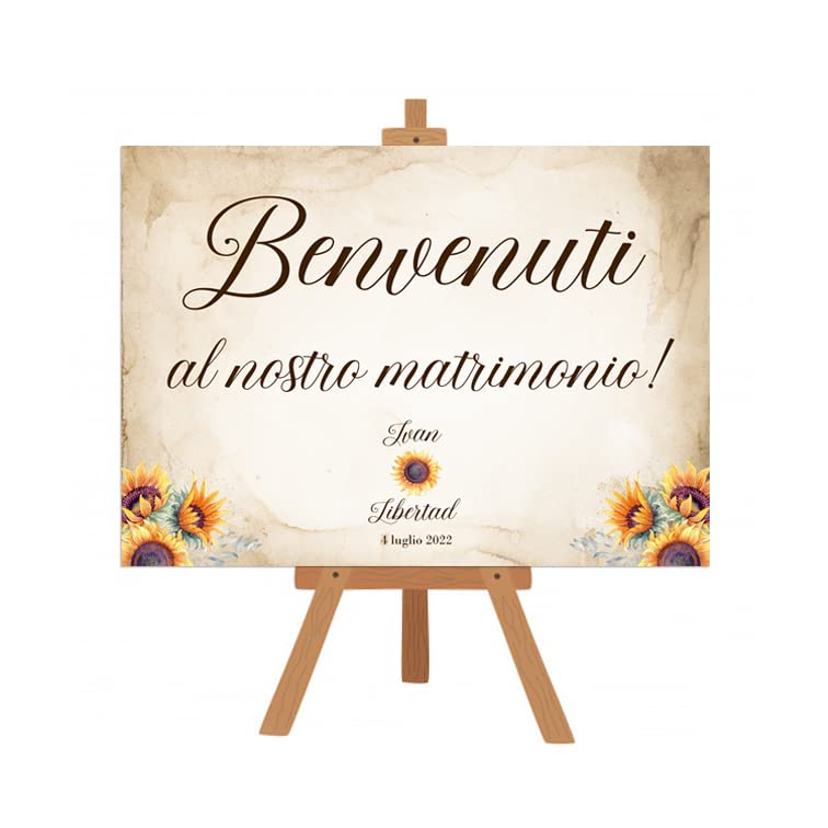 Cartello Benvenuto Matrimonio Personalizzato Con Foto E Nome - Pannello In Schiuma Rigida 60x40 Cm - Decorazione Da Cavalletto - 2
