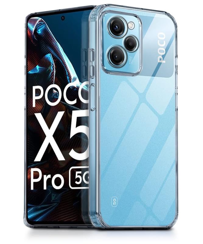Image of Ultra Hybrid Unbreakable Hard Glass Back Cover Case Compatible with Xiaomi Poco X5 Pro 5G (TPU + Poly Carbonate | Crystal Clear)