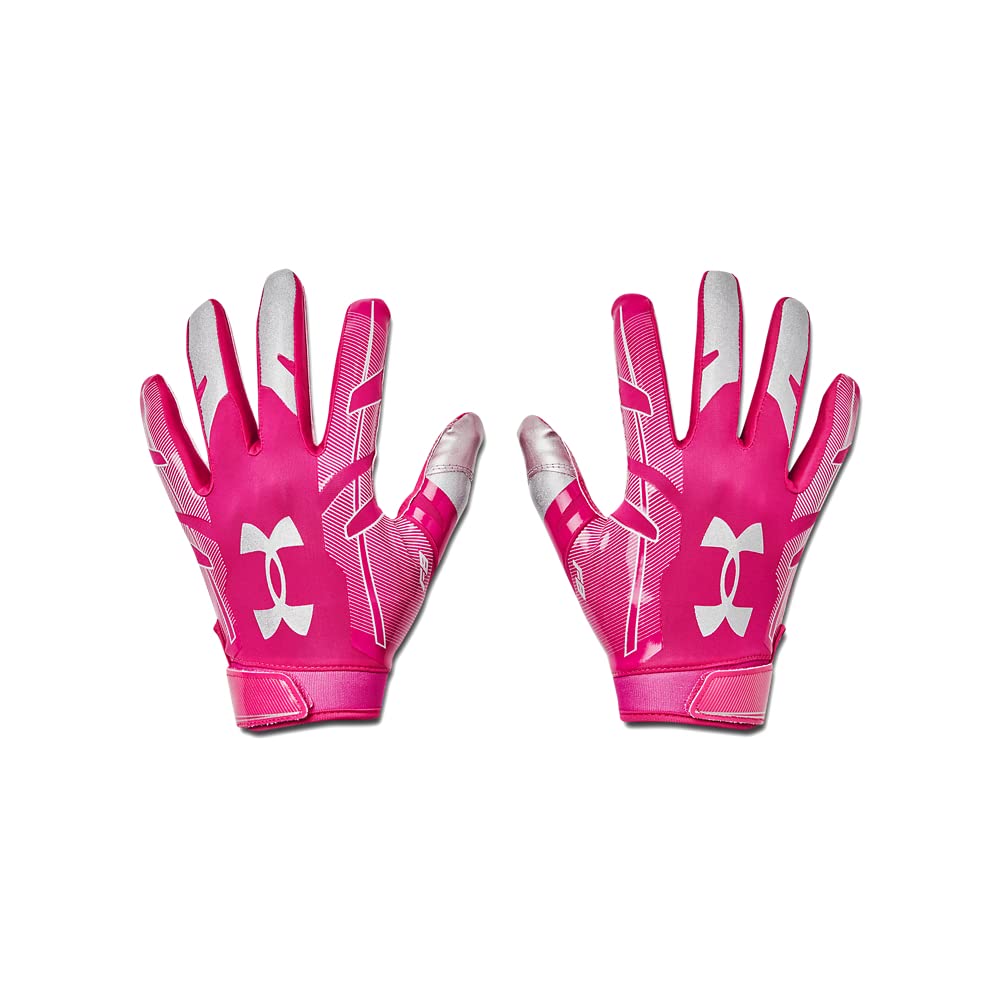 【M】UA F8 GLOVE 2022モデル アメフト グローブ Under Armour Men's F8 Football Gloves, (654) / Tropic Pink