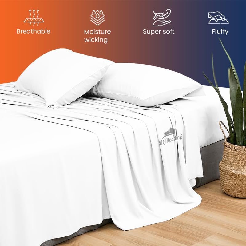 Niimo Split Top Queen Size 800TC 100% Egyptian Cotton - Split Top Sheets for Sleep Number Bed 4Pcs White Solid Flex Head Queen 30