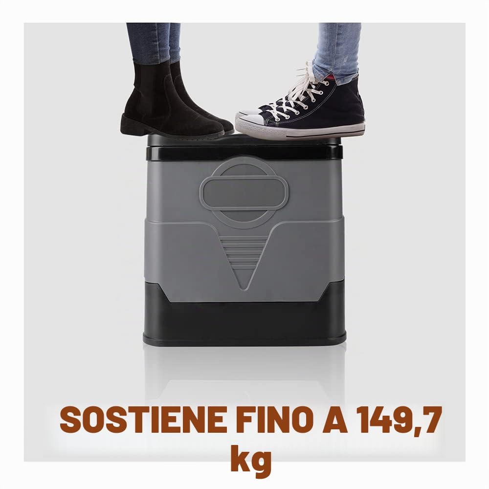 Toilette da Campeggio Pieghevole con Copertura, Toilette Mobile Split per Esterno o Interno, Toilette Portatile (Grigio)