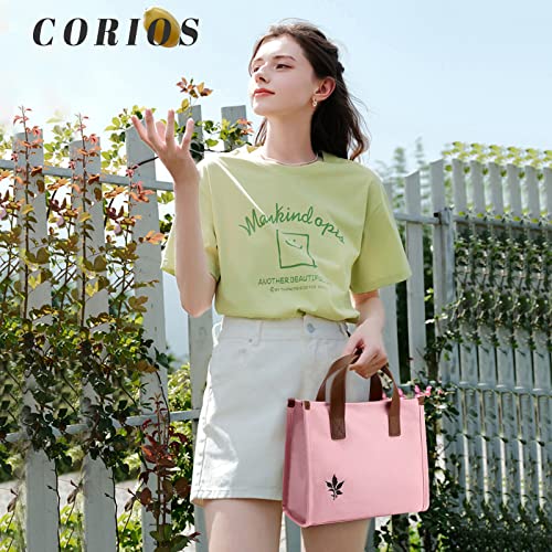 Image of CORIOS Women Shoulder Bag Canvas Handbag Crossbody Bag Multifunctional Top Handle Bag Casual