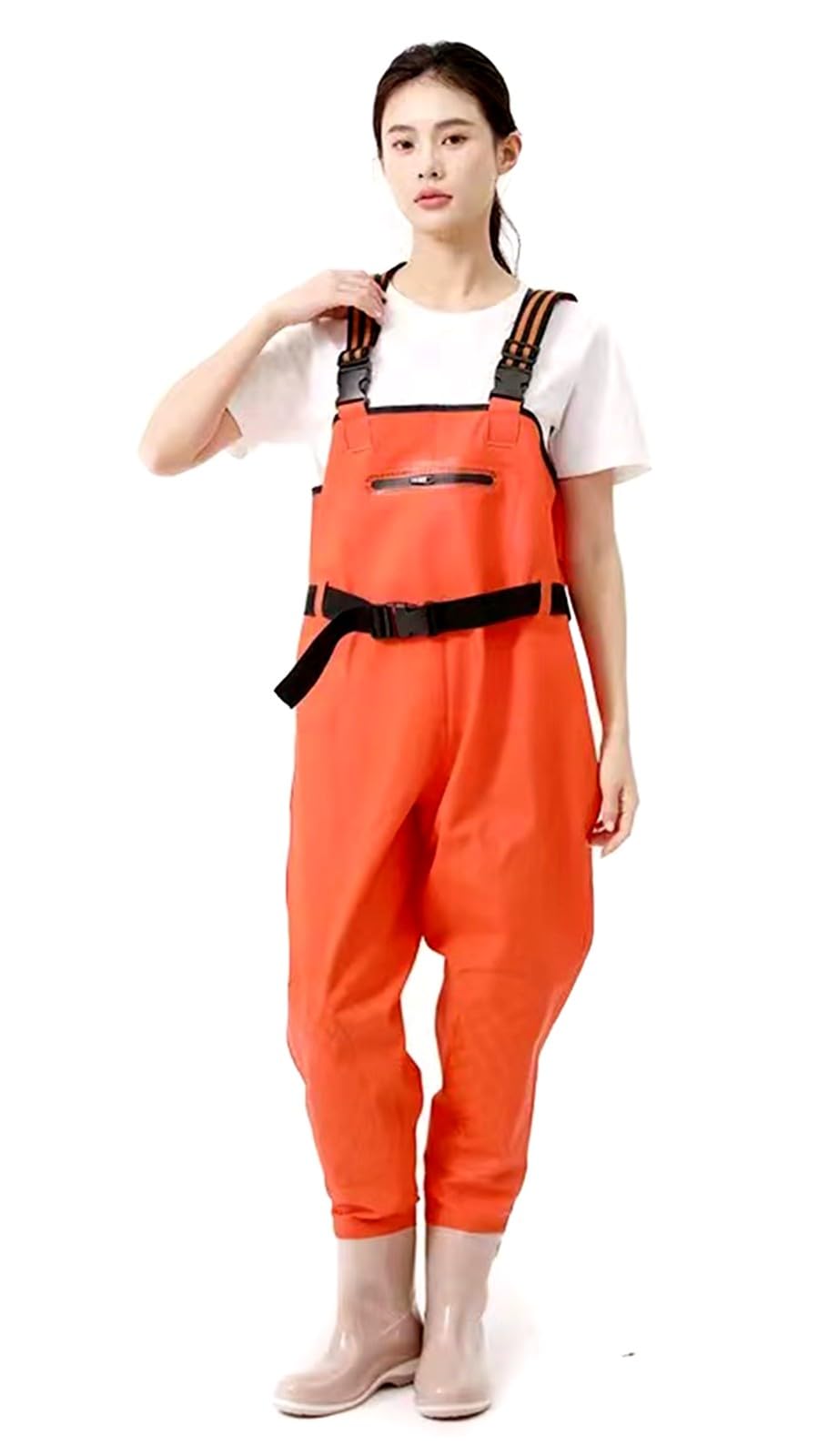 BALAMLB Women's Waterproof Waders, Fly Fishing Waders, Waterproof Breathable Waders,Waist Waders, with Cleated Sole Boots, with Big Hand Warmer Pocket & Zippered Storage Pocket B,36
