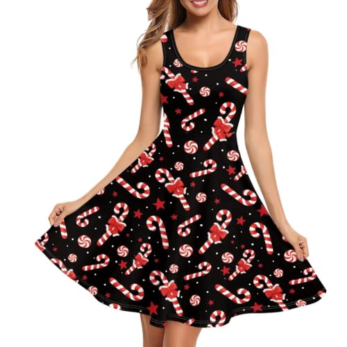 Image of Women Stylish Tank Dresses Sleeveless Round Neck Midi Casual Dress with Pocket for Summer
