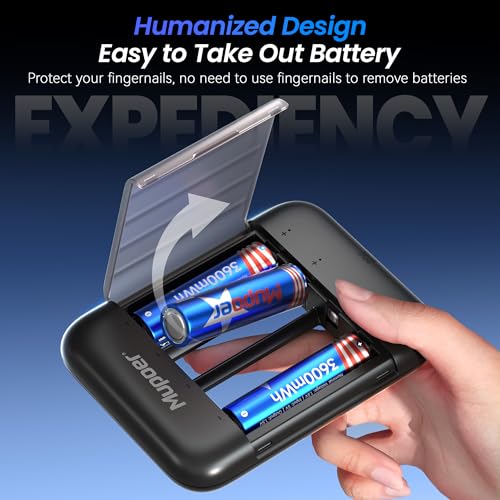 Image of Mupoer Rechargeable AA Lithium Batteries with Box, Double A Battery Rechargeable 8 Count 1.5V 3600mWh,Long Lasting Lithium ion Batteries with Ultra Thin Charging Storage Box for Blink Xbox