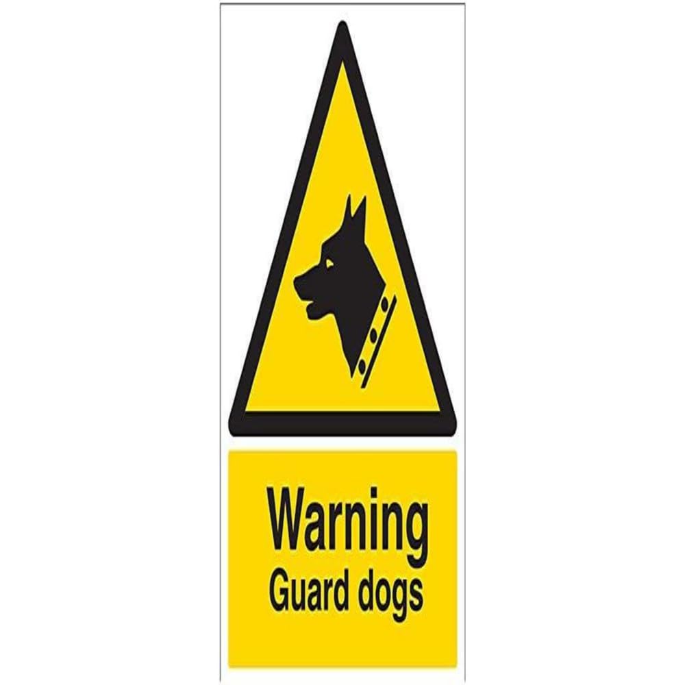 V Safety Security Notice, Warning Guard Dogs Sign - 300mm x 400mm - 1mm Rigid Plastic