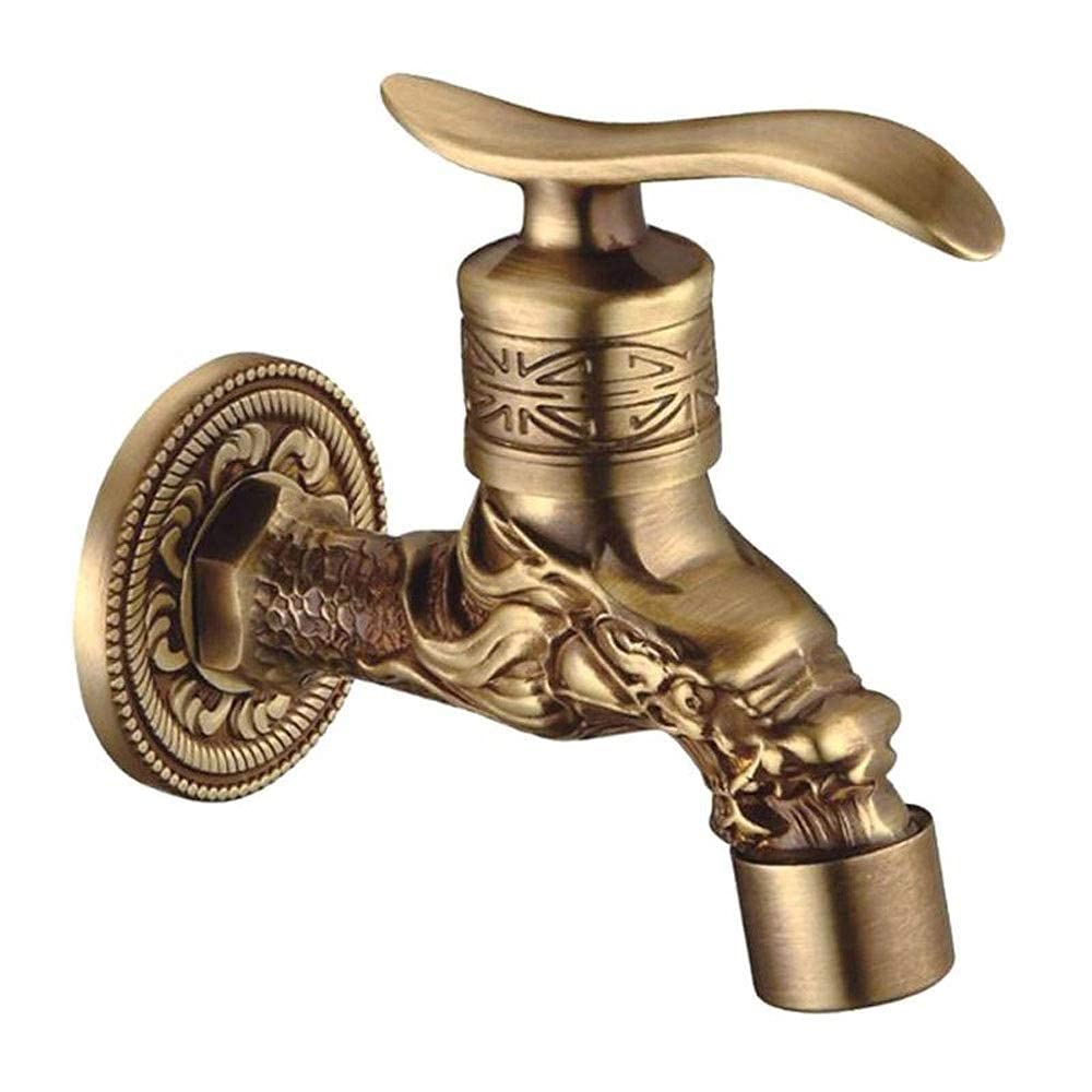 Grifo de Grifo de jardín Retro, Acabado de latón Antiguo, Montaje en Pared para baño, decoración de Lavadora, grifos de jardín al Aire Libre, Grifo de Agua, Grifo para Recipiente