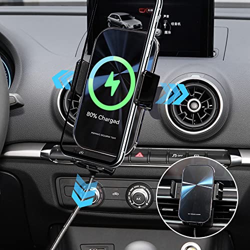 ZChan Car Phone Holder Fit for Audi A3 S3 RS3 8V 2020-2014,Phone Mount with 15W Fast Charging,Stand in Car Air Vent/Dashboard,Auto-Clamping Wireless Car Charger Custom for iPhone,Samsung,LG ect.