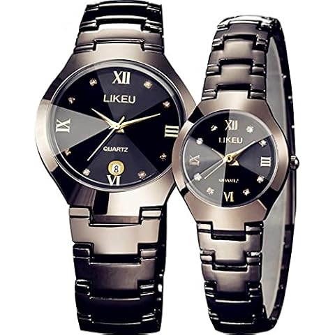 YUANXIN Luxurious His and Her Couple Watches Water Resistant Business Men Women Set Pair Watch Matching Romantic Quartz Stainless Steel Waterproof Date Shock Resistant (Couple Watches) Cover