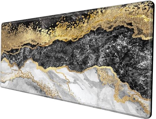 Image of Gaming Mouse Pad 48 x 24 Giant Desk Mat Black Gold Marble Mousepad Extra Large Desk Pad XXXL Mouse Mat Huge Computer Mat for Women Work Office Home Game