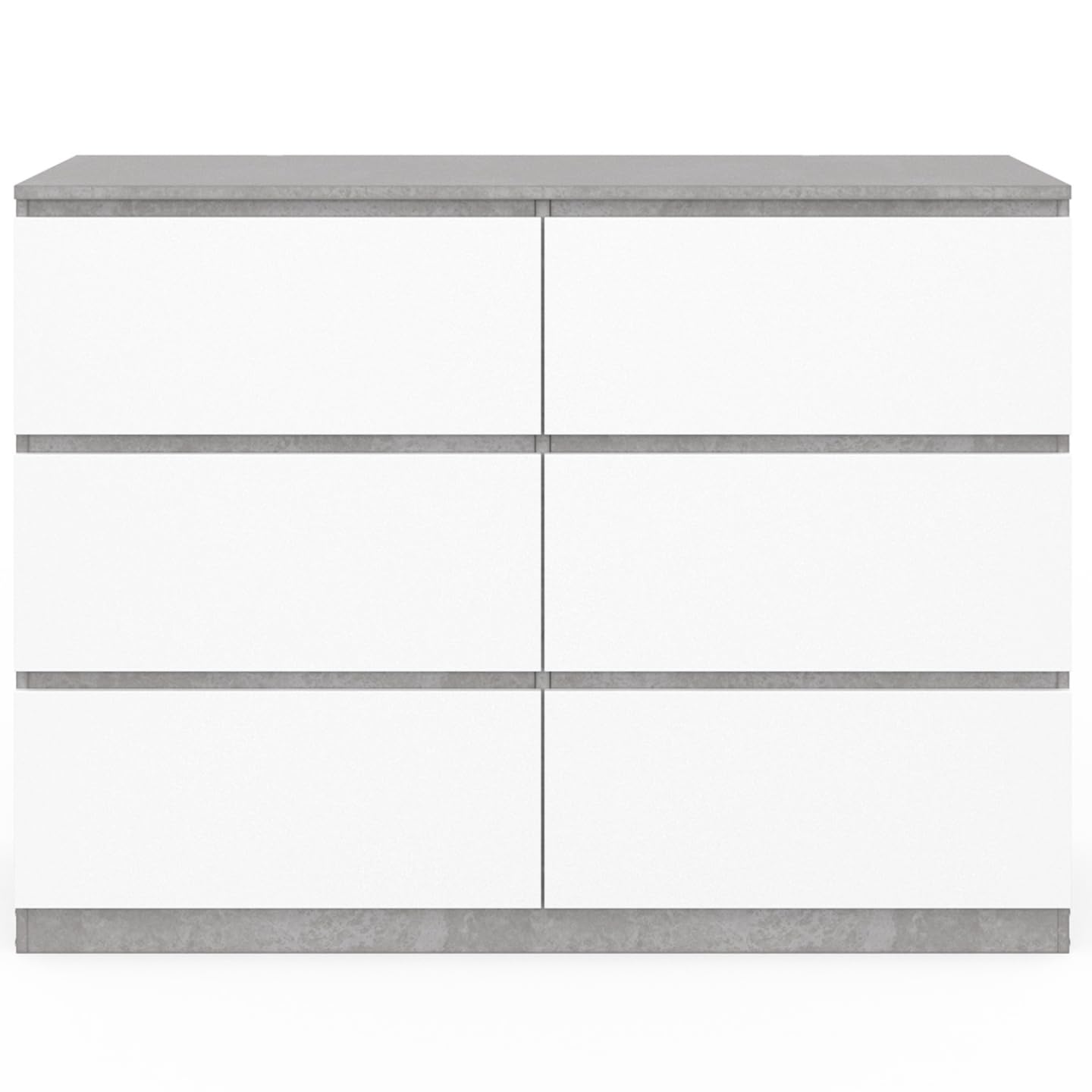 IDMarket - Commode 6 tiroirs TOMI 110 cm Blanc et Effet béton
