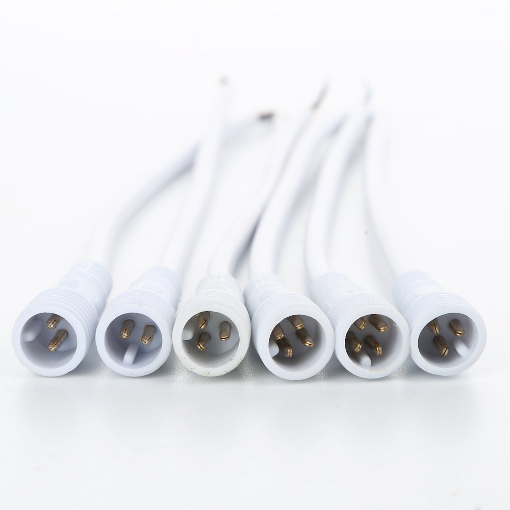 XUNATA 5 Pairs 2 Core 2 Pin Waterproof IP65 Plastics LED Connector with Pigtail for LED Strip Lights, Male Female 40cm/Pair Applicable 0.3mm² 15mm nut, White